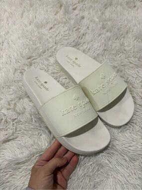 Kate Spade Sunny White Logo Slide Sandal - Size 9